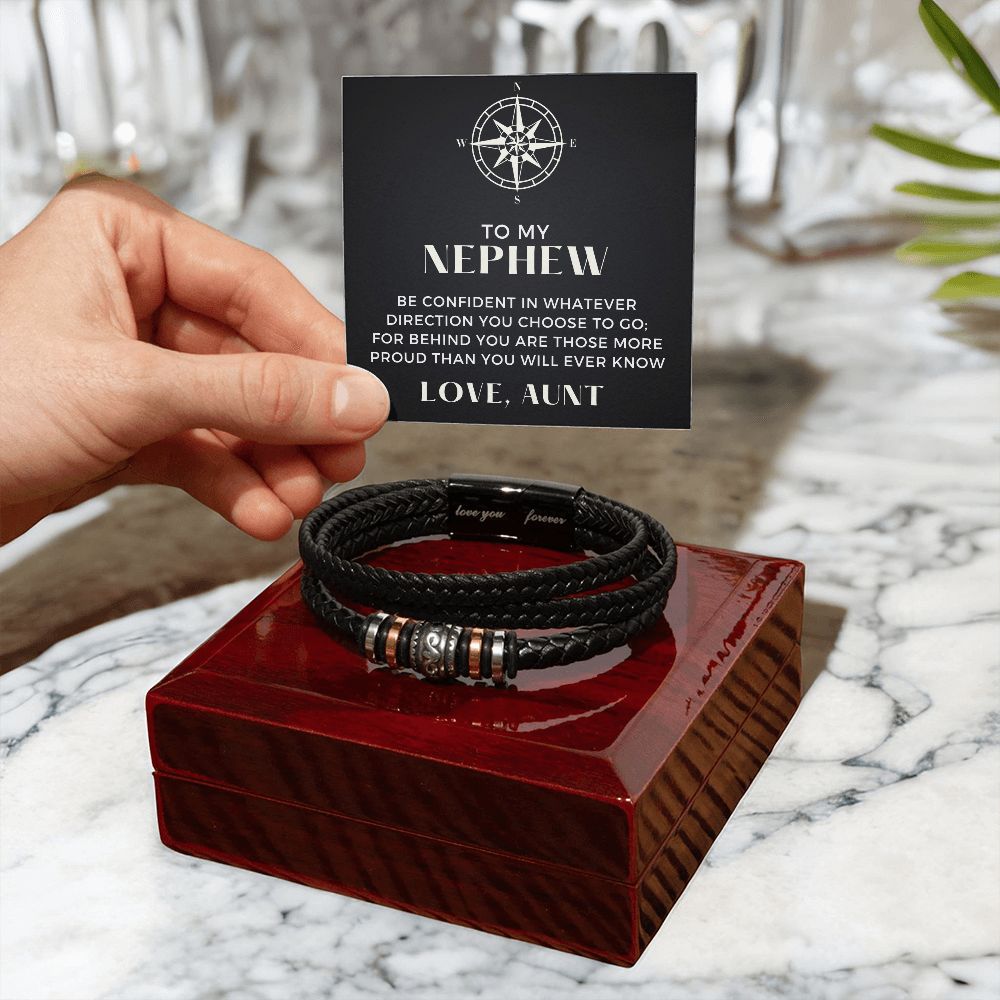 Gift For Nephew From Aunt | Proud Leather Bracelet 0858BT2
