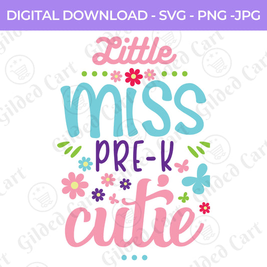 Back To School | Little Ms. Pre-K SVG,  PNG, JPG Teacher School, Digital Download 070