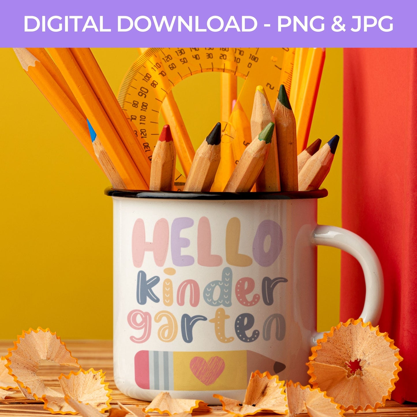 Back To School | Hello Kindergarten PNG, JPG Teacher School, Digital Download 062