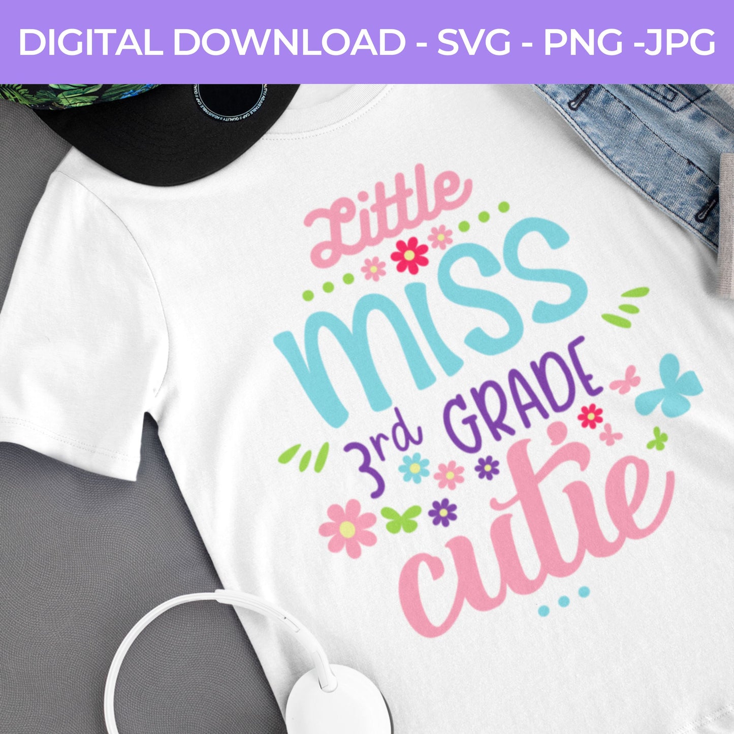 Back To School | Little Ms. Third Grade SVG, PNG, JPG Teacher School, Digital Download 072