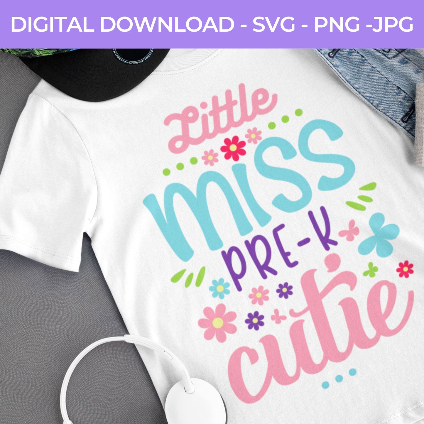 Back To School | Little Ms. Pre-K SVG,  PNG, JPG Teacher School, Digital Download 070