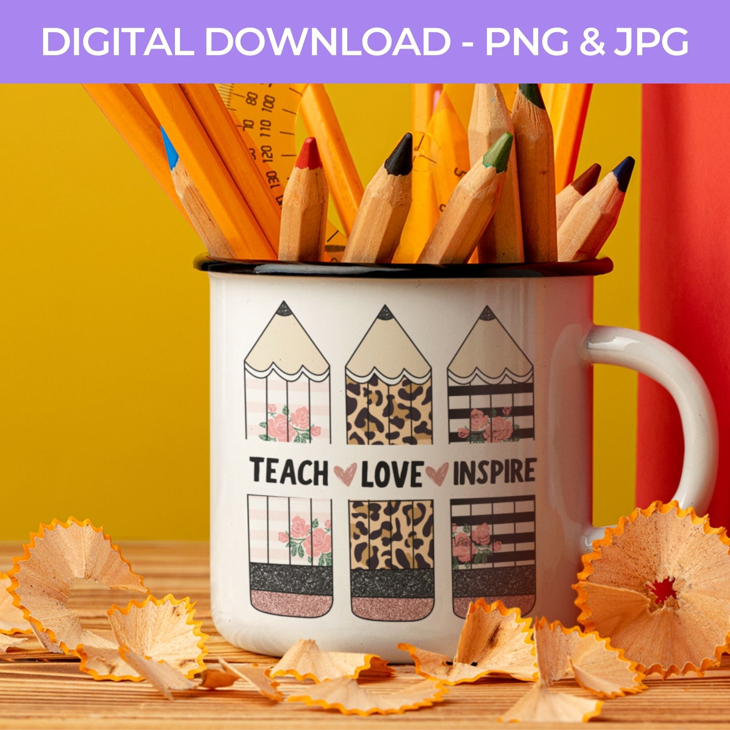 Back To School | Teach Love Inspire  PNG, JPG Teacher School, Digital Download 065