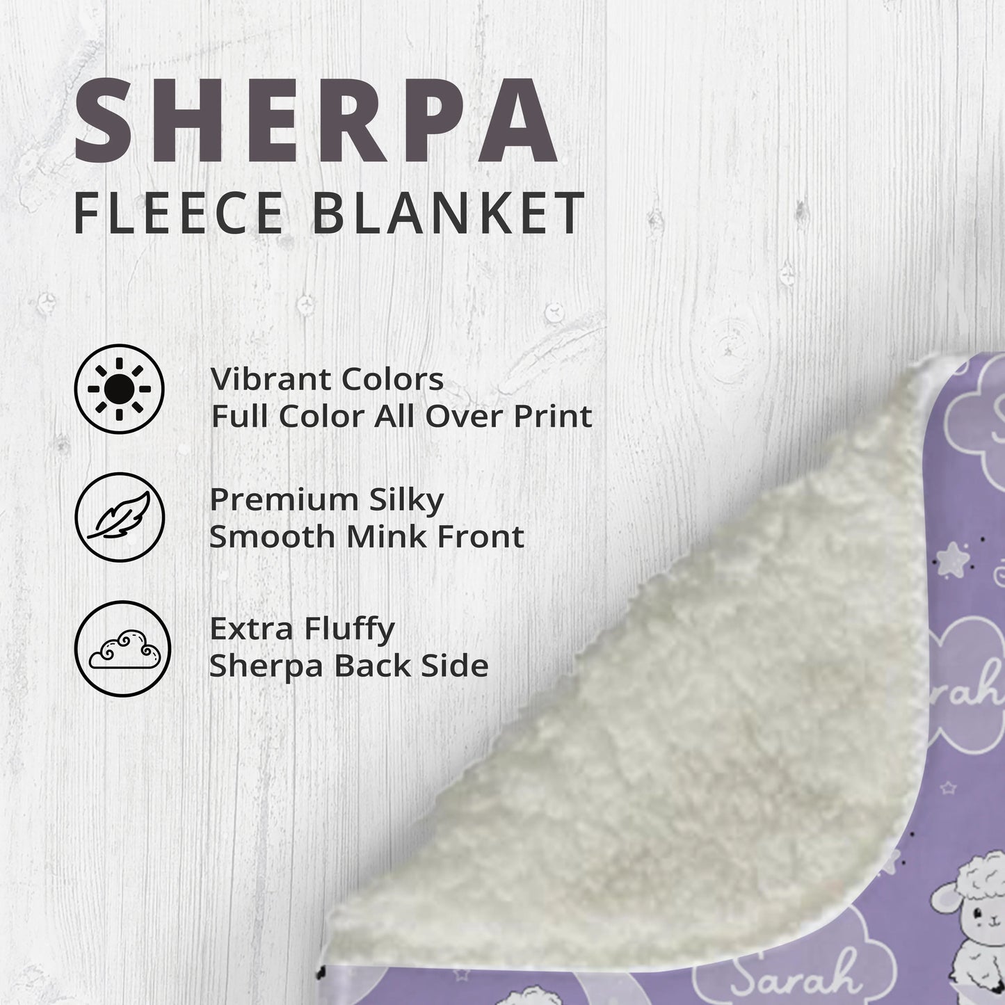 Personalized Gift | Custom Name Blanket For Kids  | Moon and Sheep BL-05