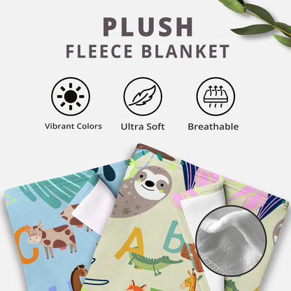 Personalized Gift | Custom Name Blanket For Kids | Alphabet and Animals BL-18