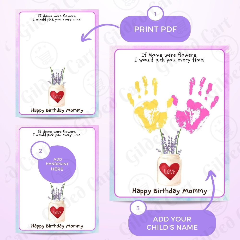 Printable Handprint Art | Birthday Digital Download Gift for Mommy 07