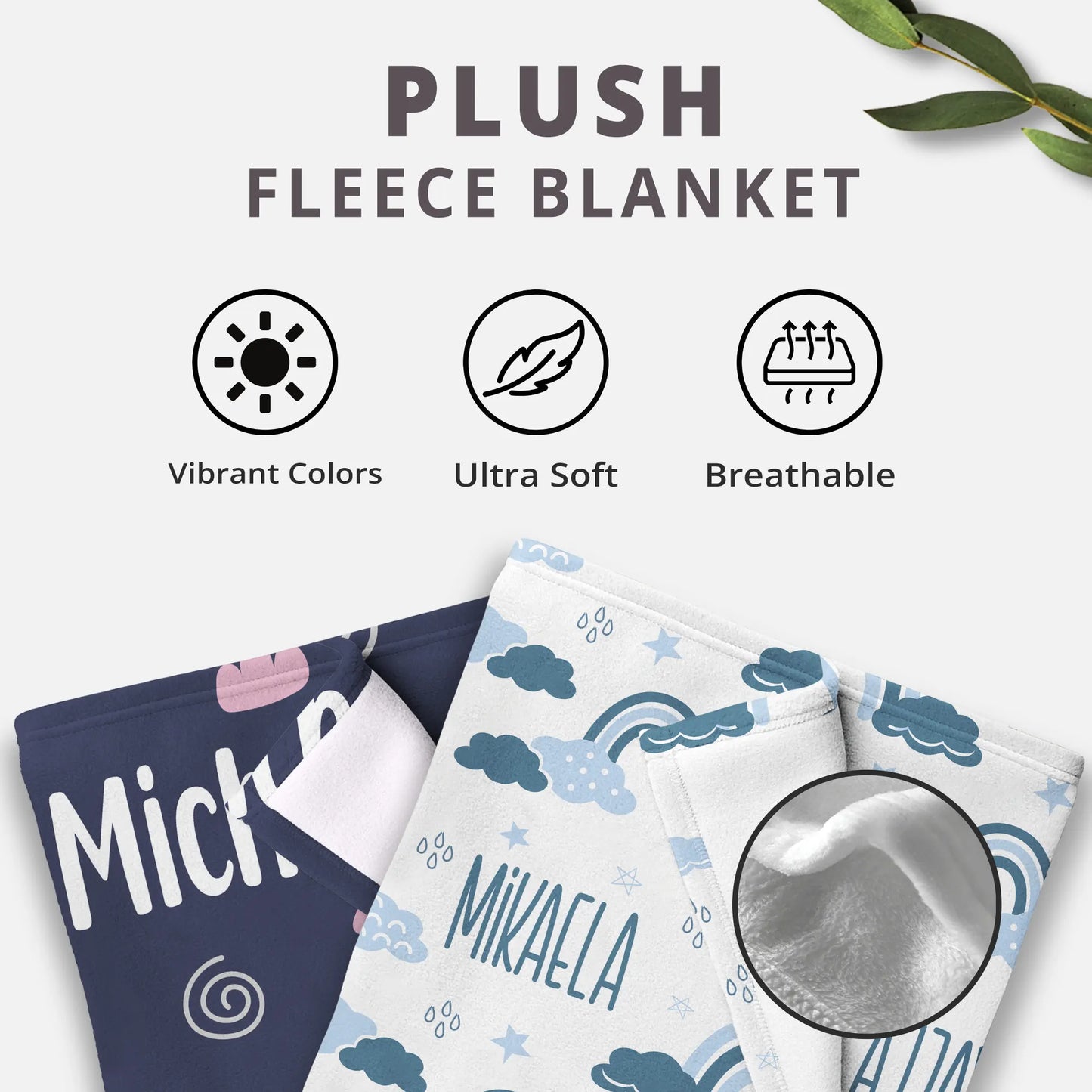 Personalized Gift | Custom Name Blue Rainbow Blanket For Kids BL-15