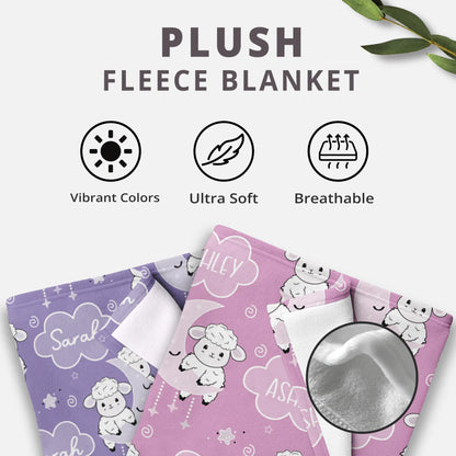 Personalized Gift | Custom Name Blanket For Kids  | Moon and Sheep BL-05