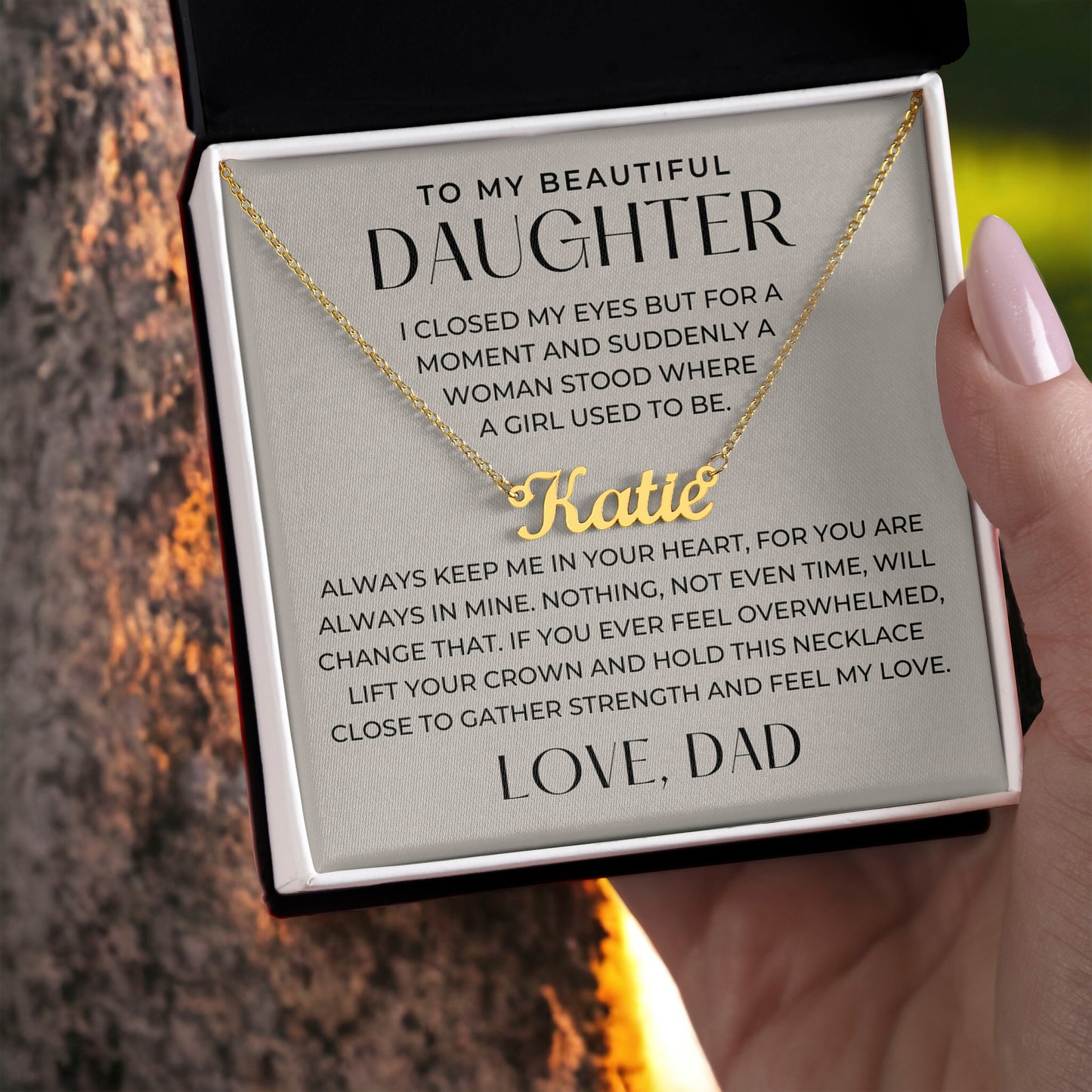 Personalized Daughter Gift From Dad | Keep Me Name Necklace 0727NNT5