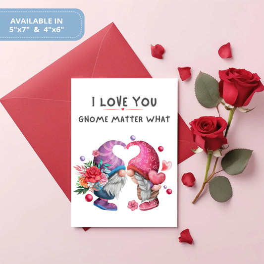 Valentines Card Printable Digital Download  | I Love You Gnome Matter What 36