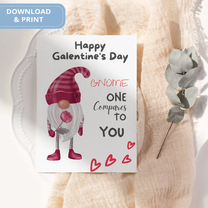 Valentines Card Printable Digital Download  | Gnome One Compare To You 34