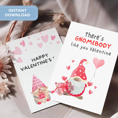 Valentines Card Printable Digital Download  | There's Gnomebody Like You Valentine 42