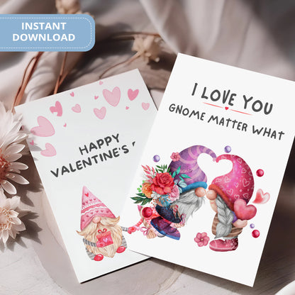 Valentines Card Printable Digital Download  | I Love You Gnome Matter What 36