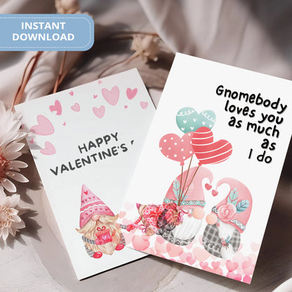 Valentines Card Printable Digital Download  | Gnomebody Loves You As Much As I Do 41