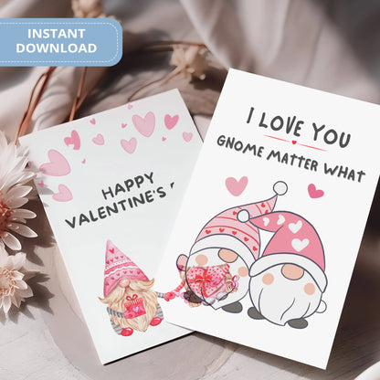 Valentines Card Printable Digital Download  | I Love You Gnome Matter What 37