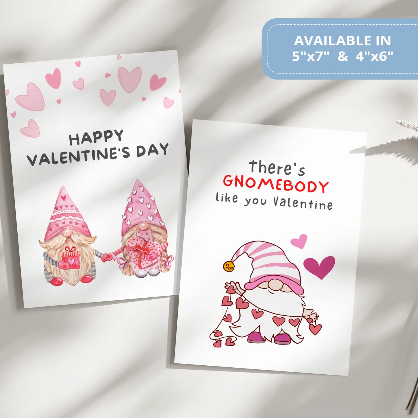 Valentines Card Printable Digital Download  | There's Gnomebody Like You Valentine 43