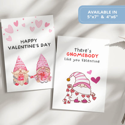 Valentines Card Printable Digital Download  | There's Gnomebody Like You Valentine 43