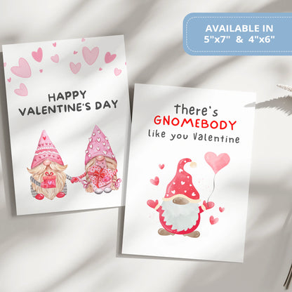 Valentines Card Printable Digital Download  | There's Gnomebody Like You Valentine 42