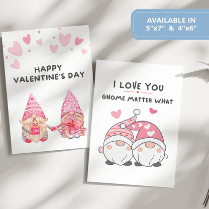 Valentines Card Printable Digital Download  | I Love You Gnome Matter What 37