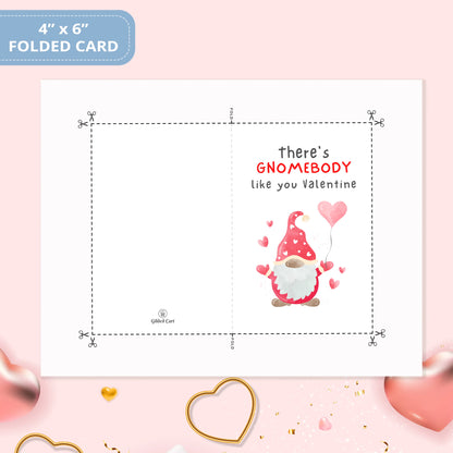 Valentines Card Printable Digital Download  | There's Gnomebody Like You Valentine 42