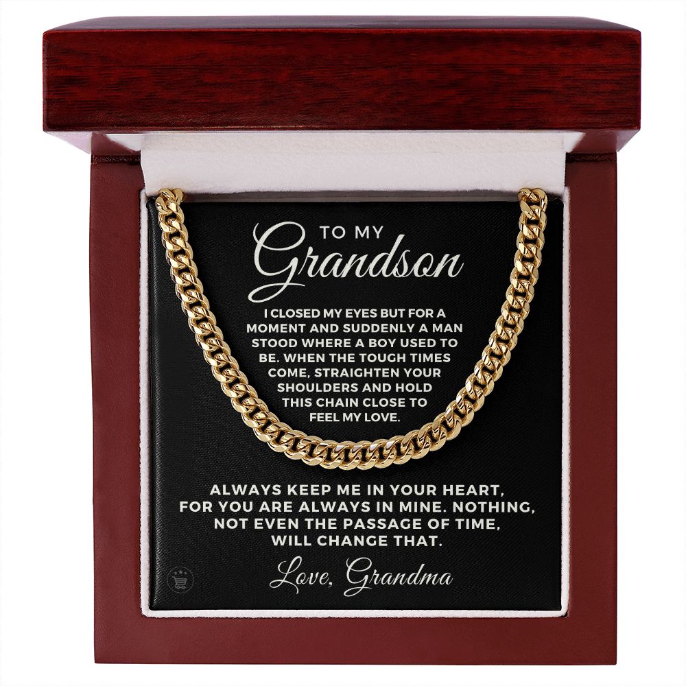 Grandson Gift from Grandma | In Your Heart Cuban Link Chain 0612T5