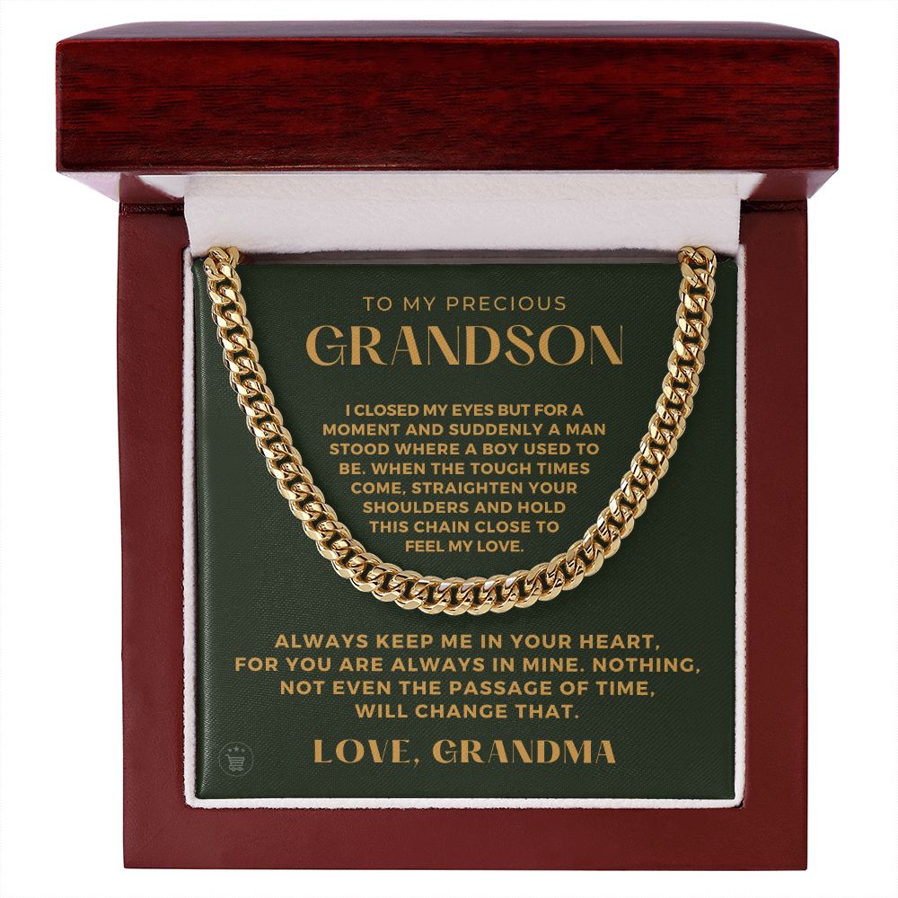 Grandson Gift from Grandma | In Your Heart Cuban Link Chain 0612T13
