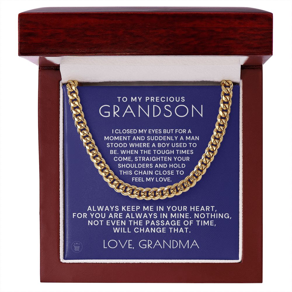 Grandson Gift from Grandma | In Your Heart Cuban Link Chain 0612T14
