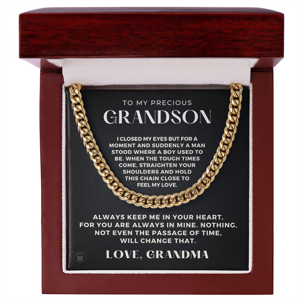 Grandson Gift from Grandma | In Your Heart Cuban Link Chain 0612T4