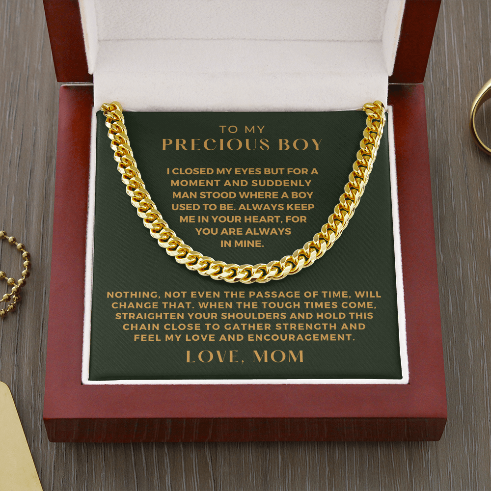 Gift for Adult Son From Mom | In Your Heart Cuban Link Chain 0596T14