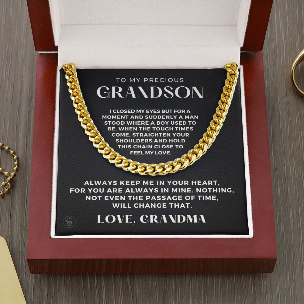 Grandson Gift from Grandma | In Your Heart Cuban Link Chain 0612T4