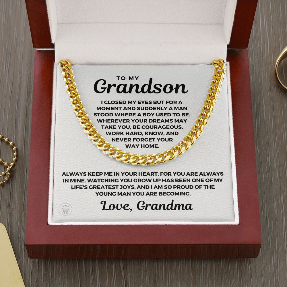 Grandson Gift from Grandma | Your Way Home Cuban Link Chain 0613T1