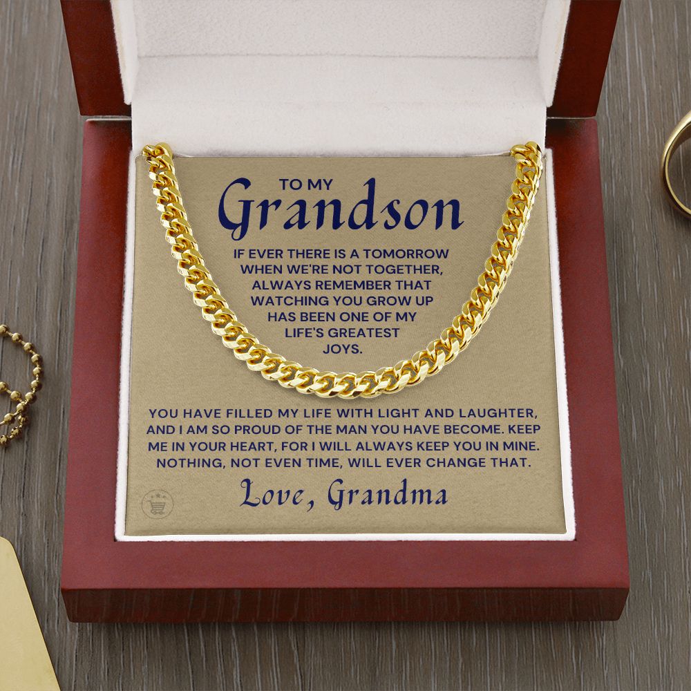 Grandson Gift from Grandma | In Your Heart Cuban Link Chain 0618T9