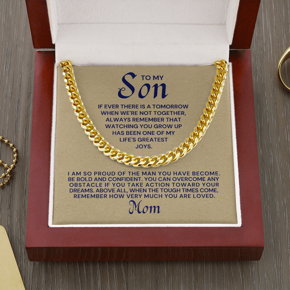 Gift for Adult Son From Mom | So Proud Cuban Link Chain 0594T9