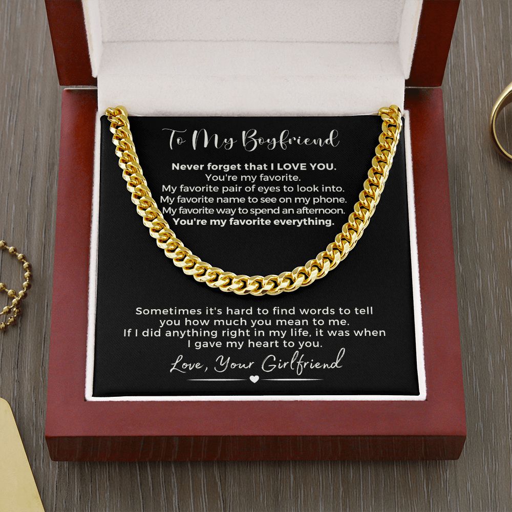 Gift For Boyfriend | My Heart Cuban Link Necklace 0775T1C