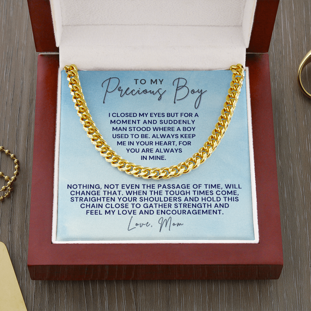 Gift for Adult Son From Mom | In Your Heart Cuban Link Chain 0596T10