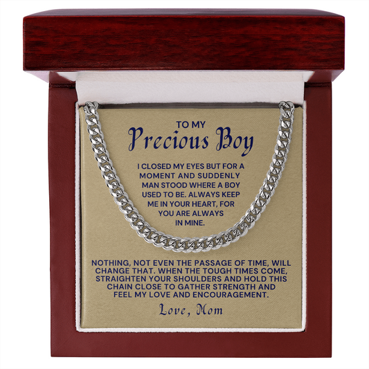 Gift for Adult Son From Mom | In Your Heart Cuban Link Chain 0596T9