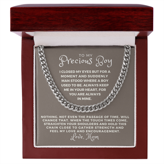 Gift for Adult Son From Mom | In Your Heart Cuban Link Chain 0596T7