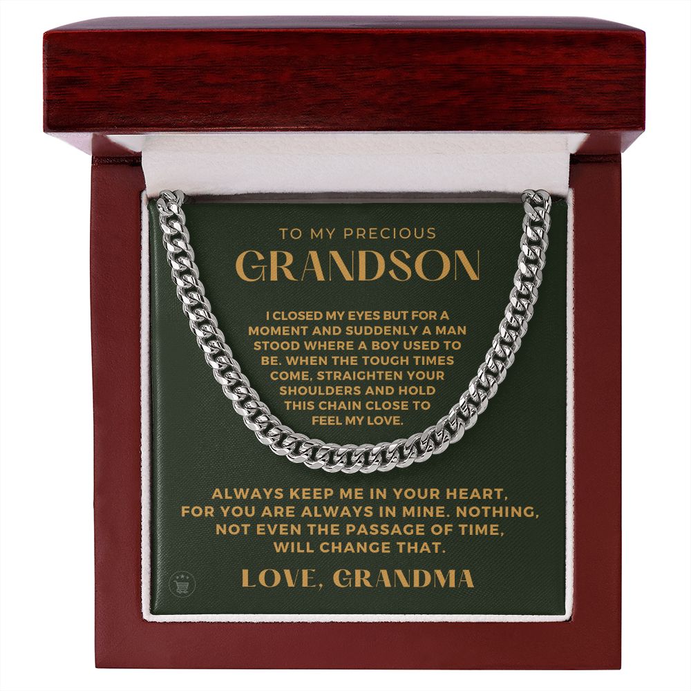 Grandson Gift from Grandma | In Your Heart Cuban Link Chain 0612T13