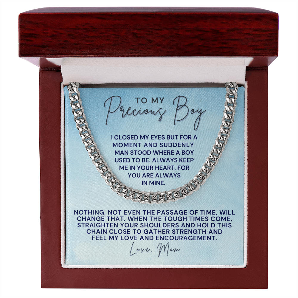 Gift for Adult Son From Mom | In Your Heart Cuban Link Chain 0596T10