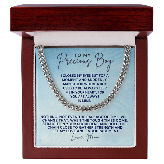 Gift for Adult Son From Mom | In Your Heart Cuban Link Chain 0596T10