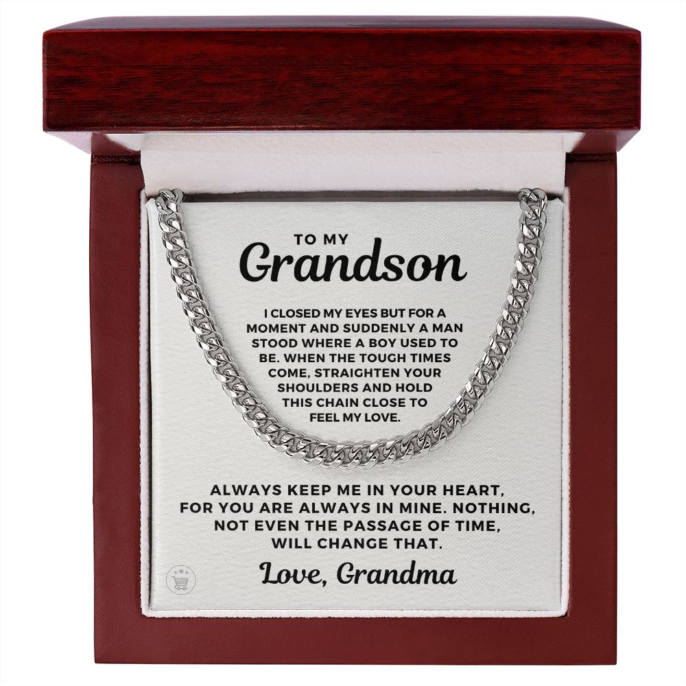 Grandson Gift from Grandma | In Your Heart Cuban Link Chain 0612T1