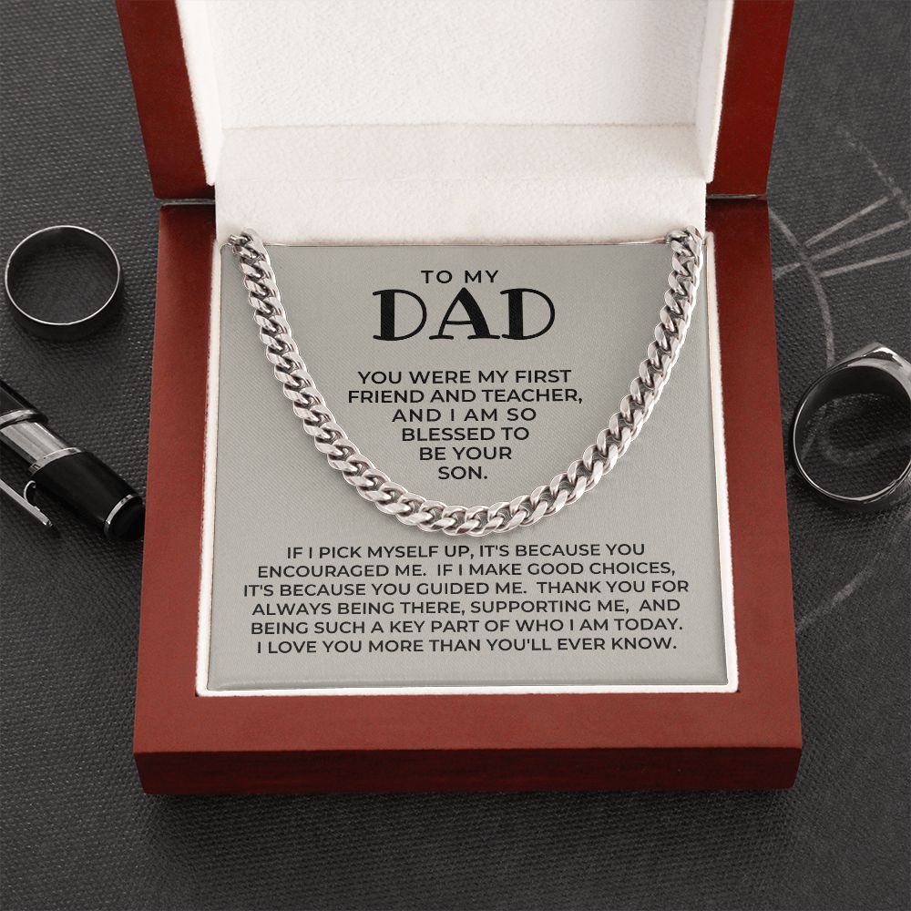 Gift For Dad From Son | Because Of You Cuban Link Chain 0330T4