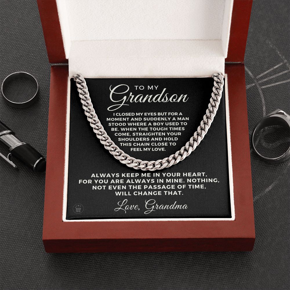 Grandson Gift from Grandma | In Your Heart Cuban Link Chain 0612T5
