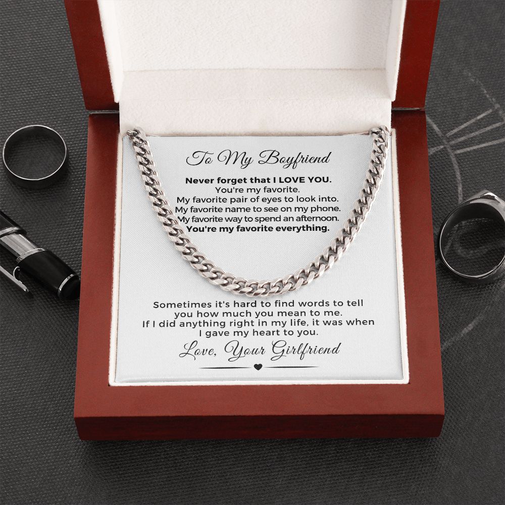 Gift For Boyfriend | My Heart Cuban Link Necklace 0775T9C