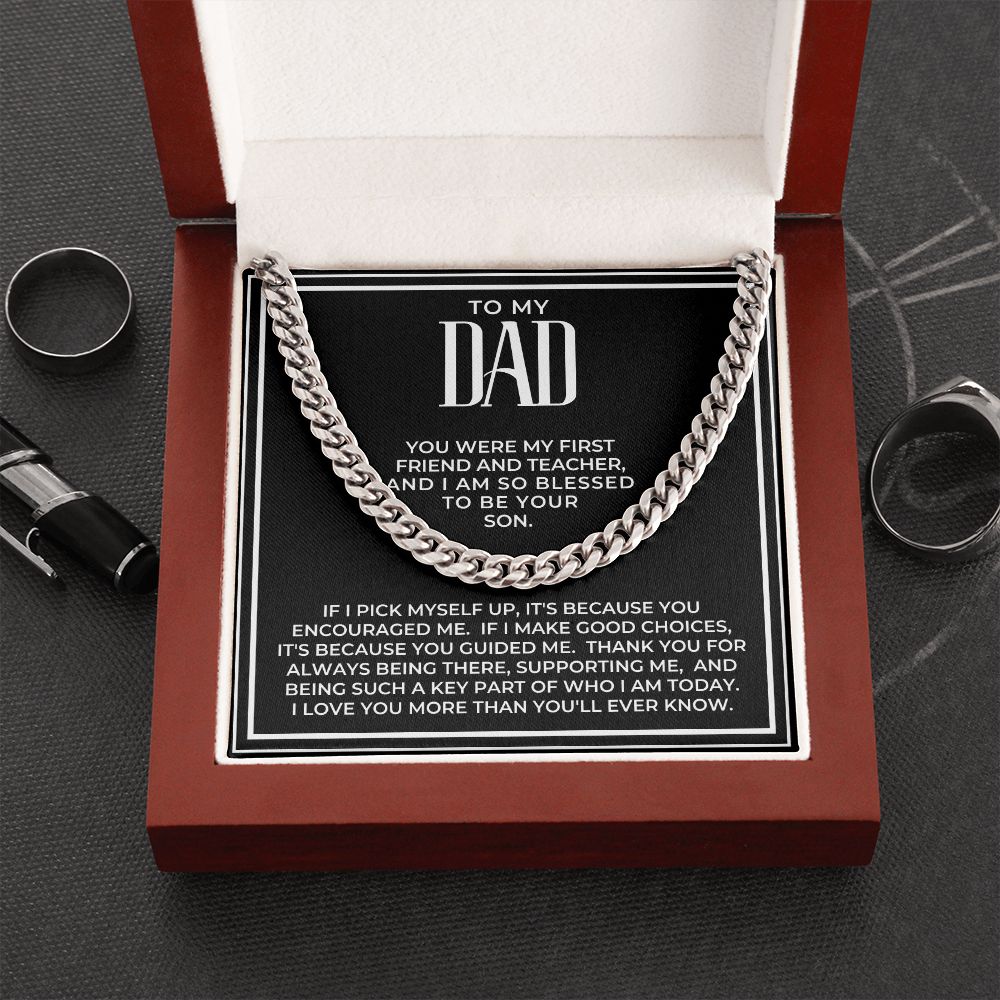 Gift For Dad From Son | Because Of You Cuban Link Chain 0330T8