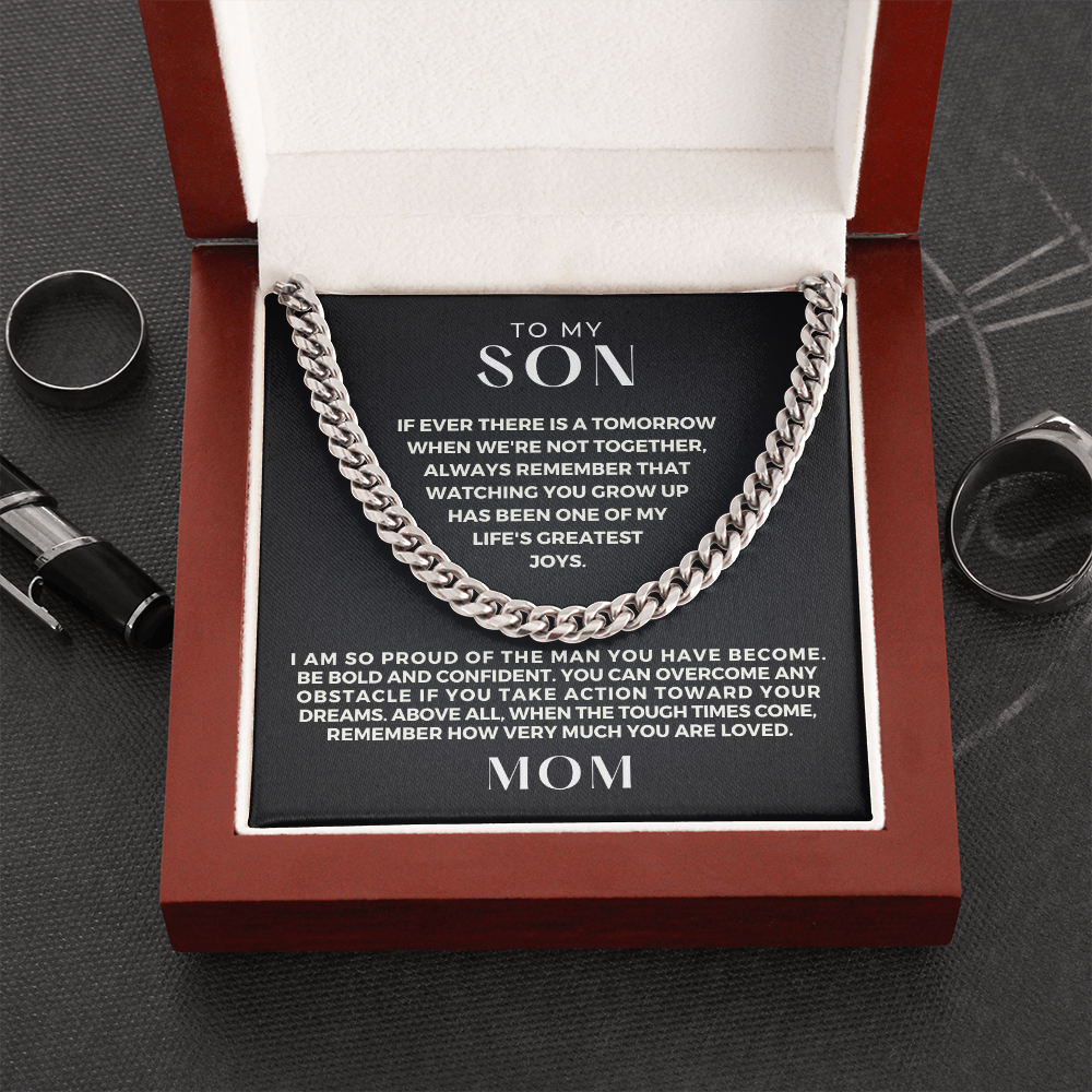 Gift for Adult Son From Mom | So Proud Cuban Link Chain 0594T4