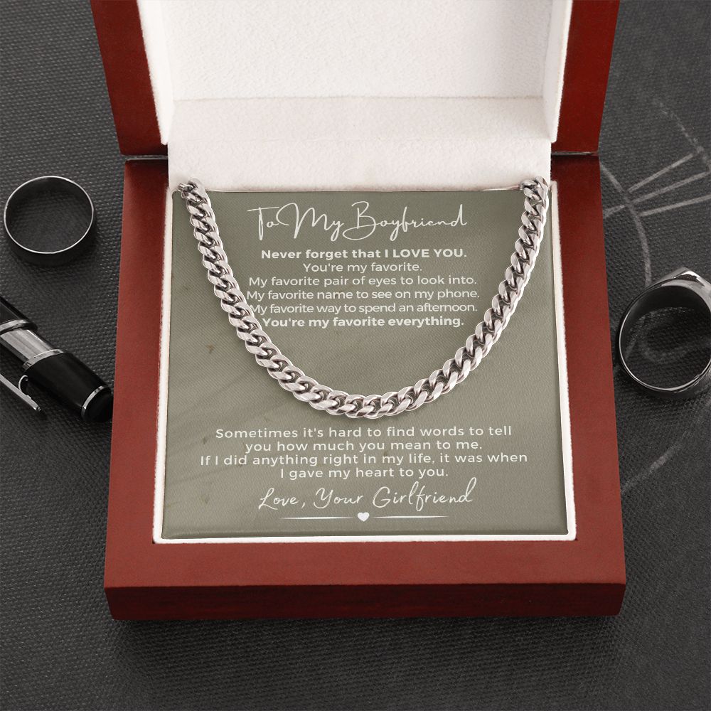 Gift For Boyfriend | My Heart Cuban Link Necklace 0775T8C