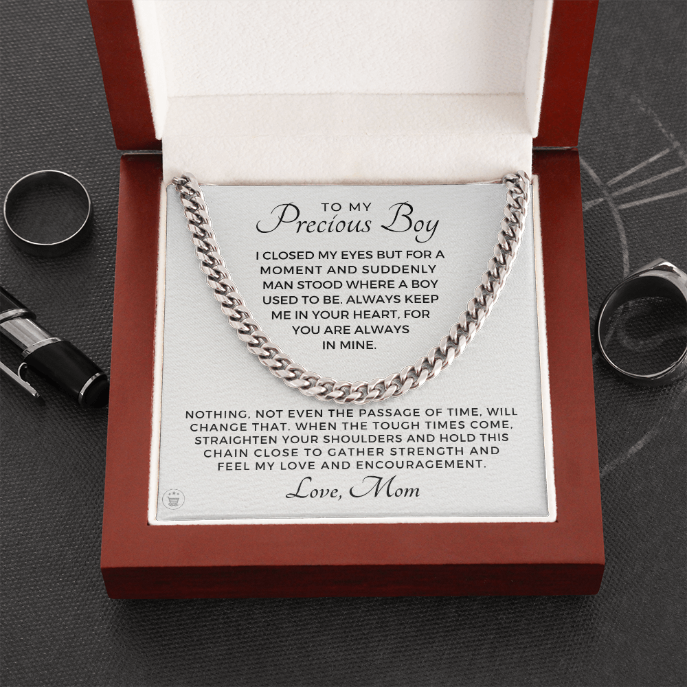 Gift for Adult Son From Mom | In Your Heart Cuban Link Chain 0596T1