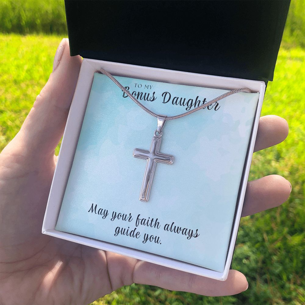 Christian Gift For Her | Bonus Daughter Faith Cross Necklace 0811SSCN