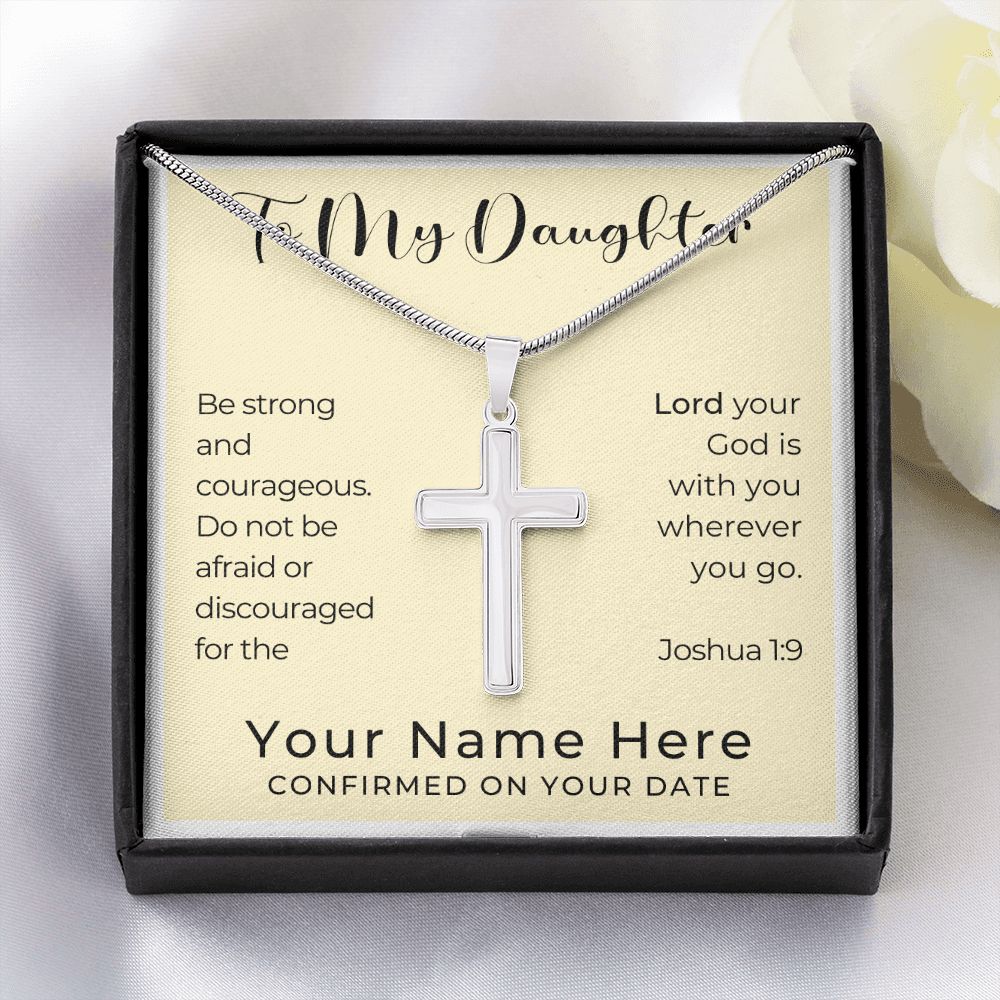 Personalized Confirmation Gift for Girl - Daughter | Cross Stainless Steel Necklace 0820T2SSCN