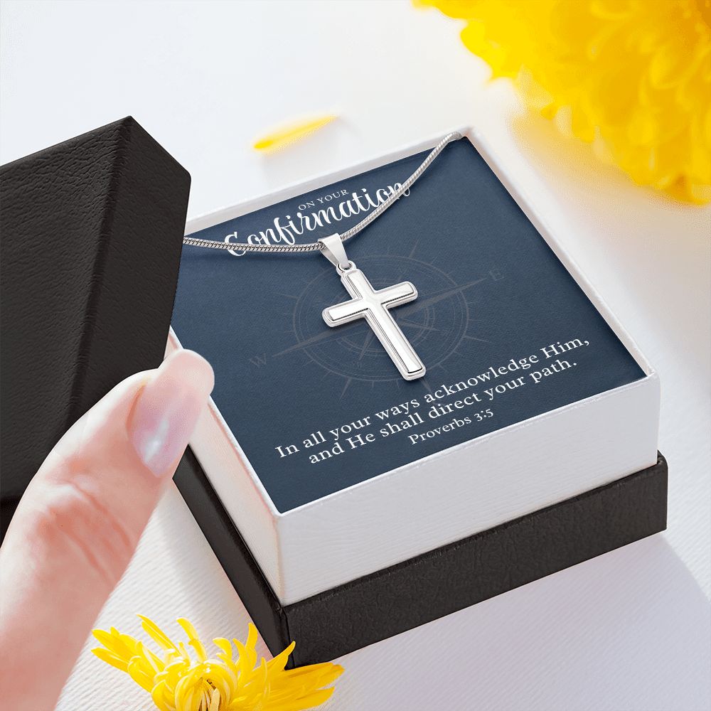 Confirmation Gift For Boy | Your Path Cross Necklace 0797T1SSCN
